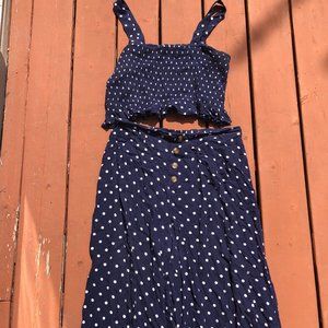 Polka dot crop top and pant set